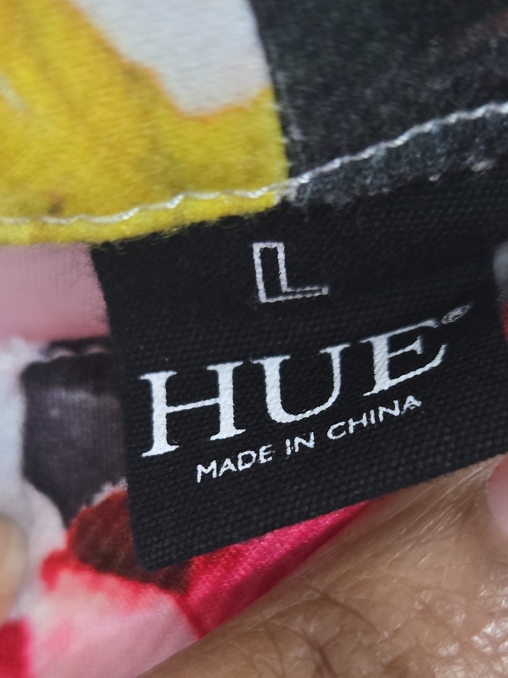 HUE Floral Leggings in Pink, Yellow and Black - Picture 4 of 6